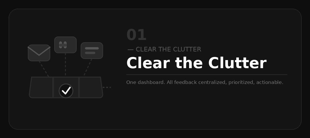 Comparison of cluttered survey flow versus a clean, in-context feedback widget with reduced friction Comparison of cluttered survey flow versus a clean, in-context feedback widget with reduced friction